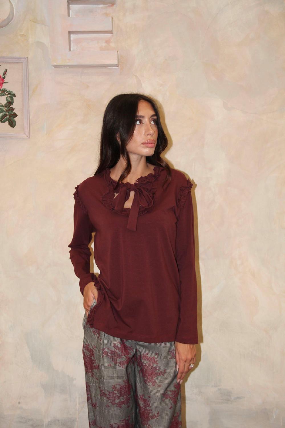 ROSÈ A POIS Ricchi e Poveri T-shirt Bordeaux Promozione Limitata