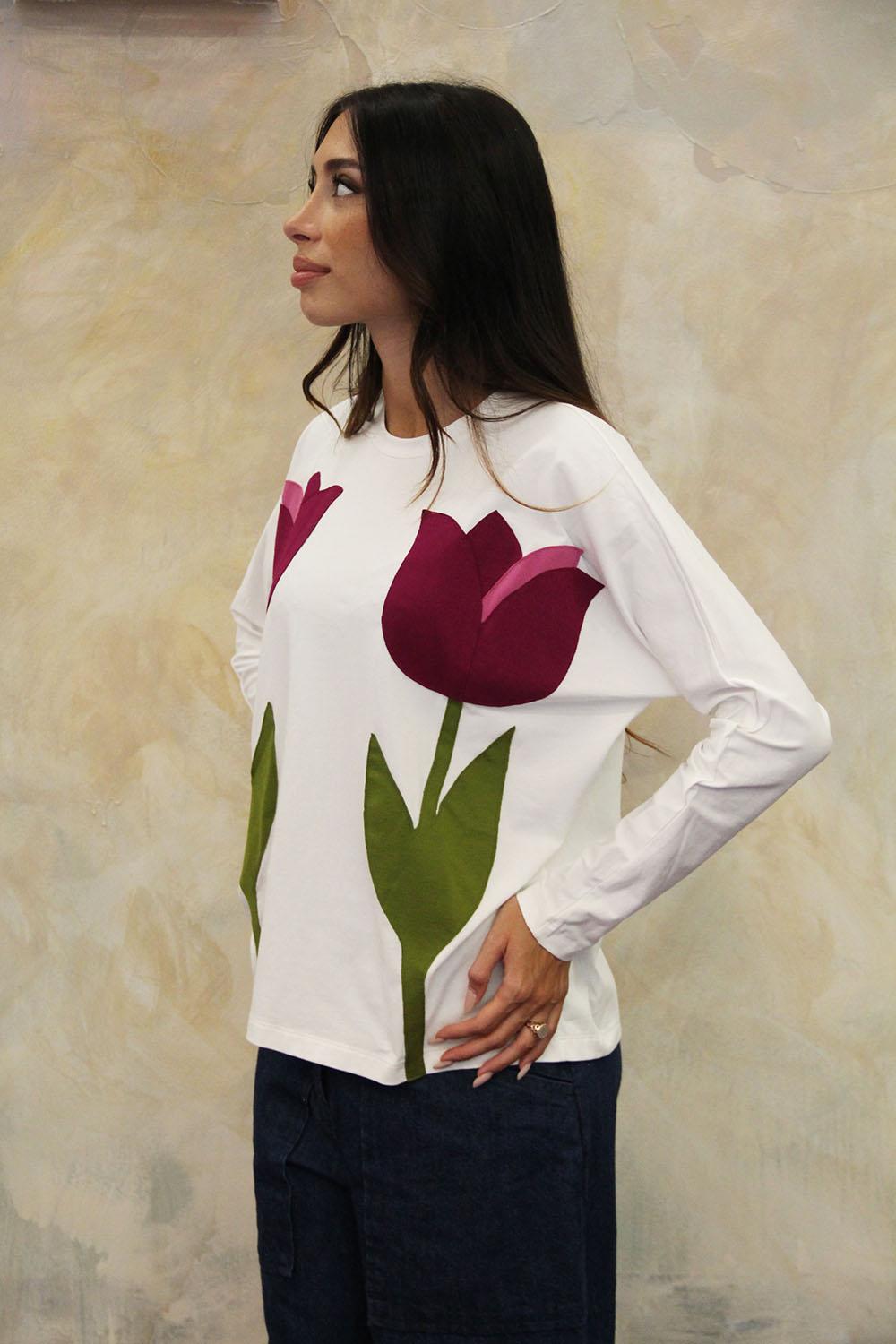 ROSÈ A POIS Abba T-shirt Bianco Nuovo