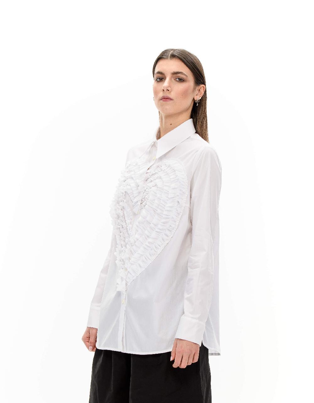 ROSÈ A POIS ENDORA Camicia bianca maxi-cuore Vendita