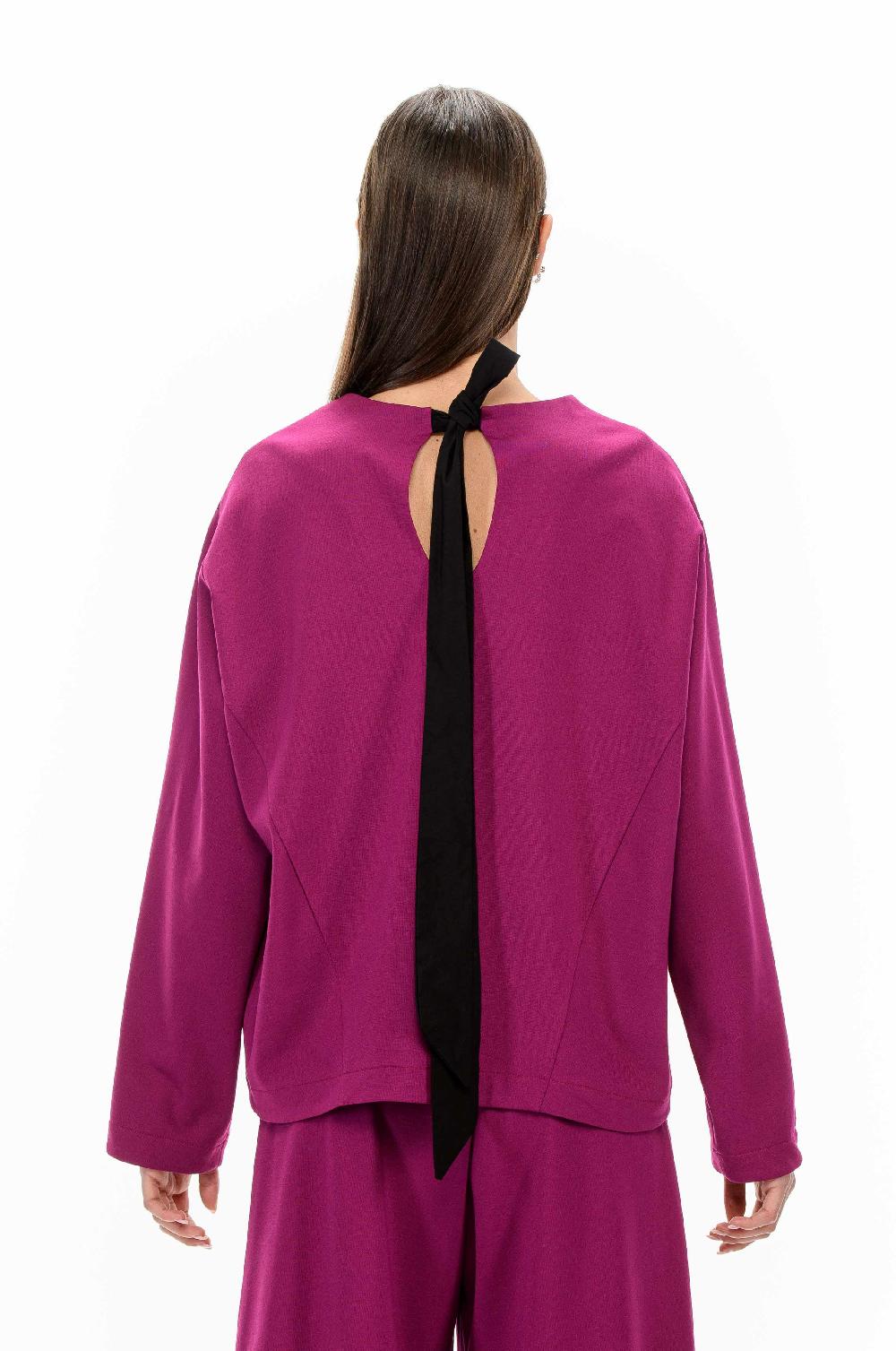 ROSÈ A POIS LENORA Blusa con fiocco Spedizione Gratuita