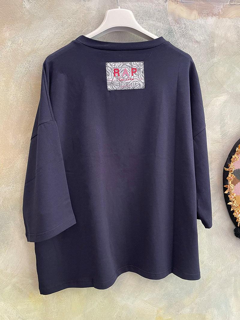ROSÈ A POIS Mao Blu T-shirt