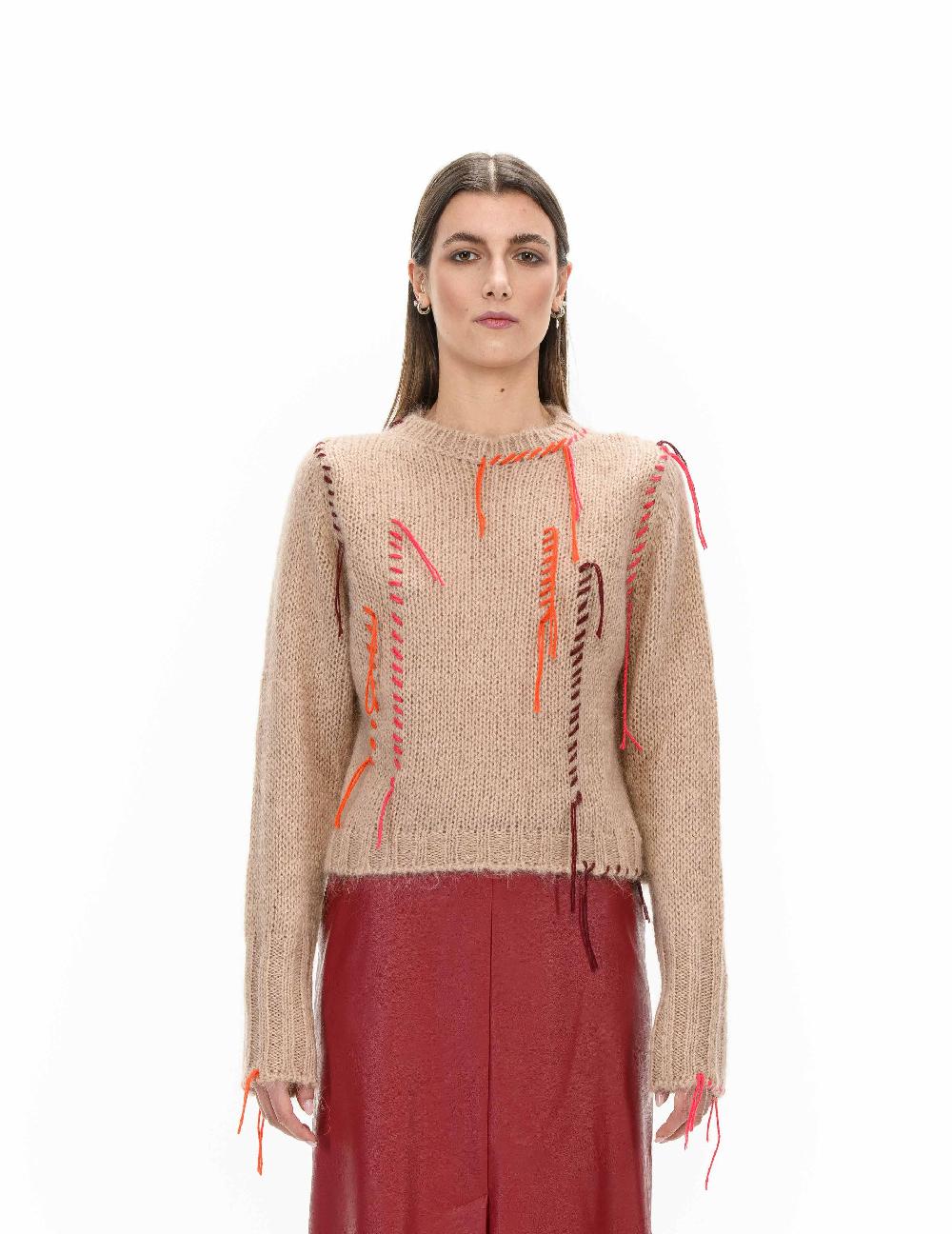 ROSÈ A POIS DRUSILLLA Maglione con ricami colorati Online