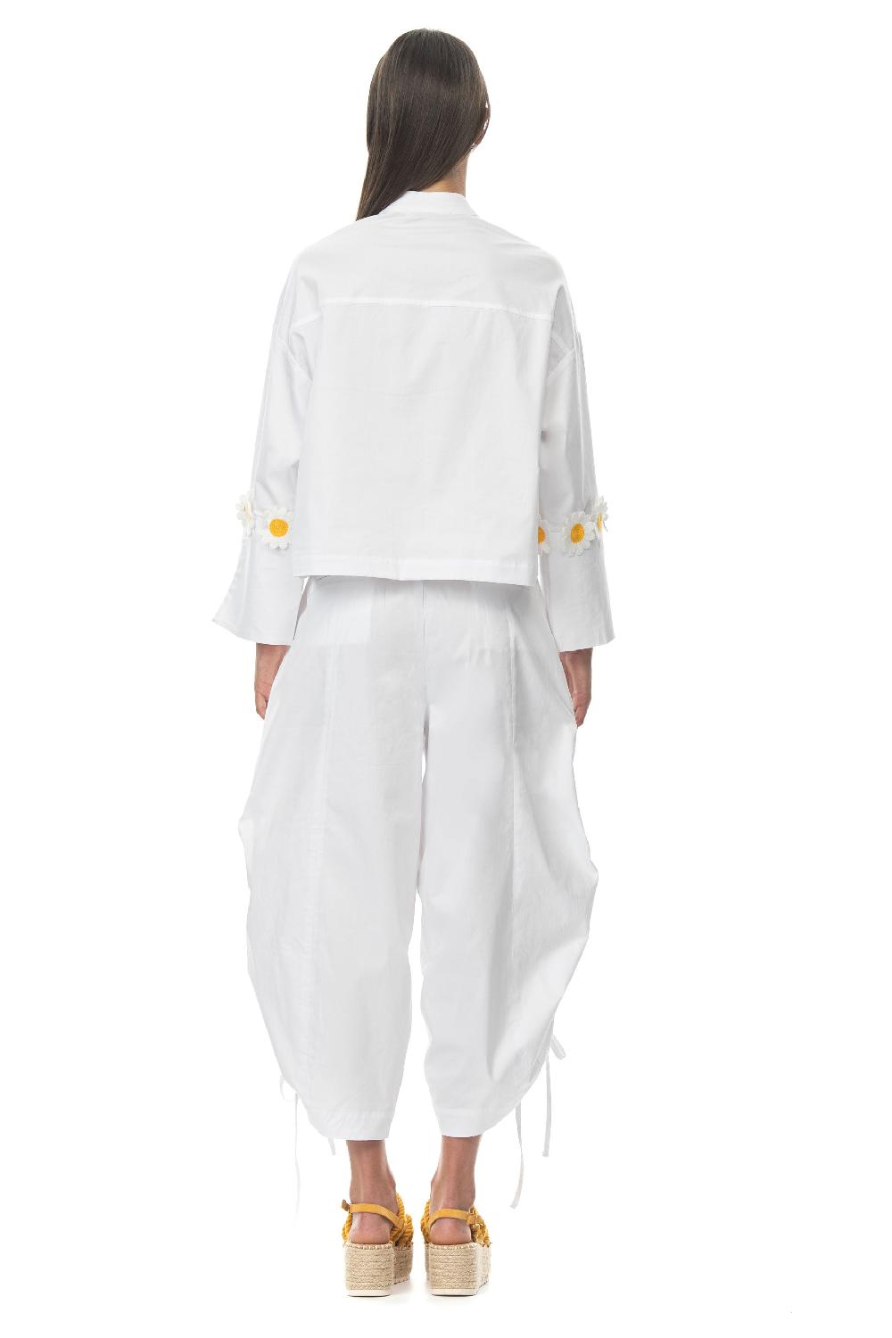 ROSÈ A POIS Ranocchio Pantalone Bianco Sottocosto