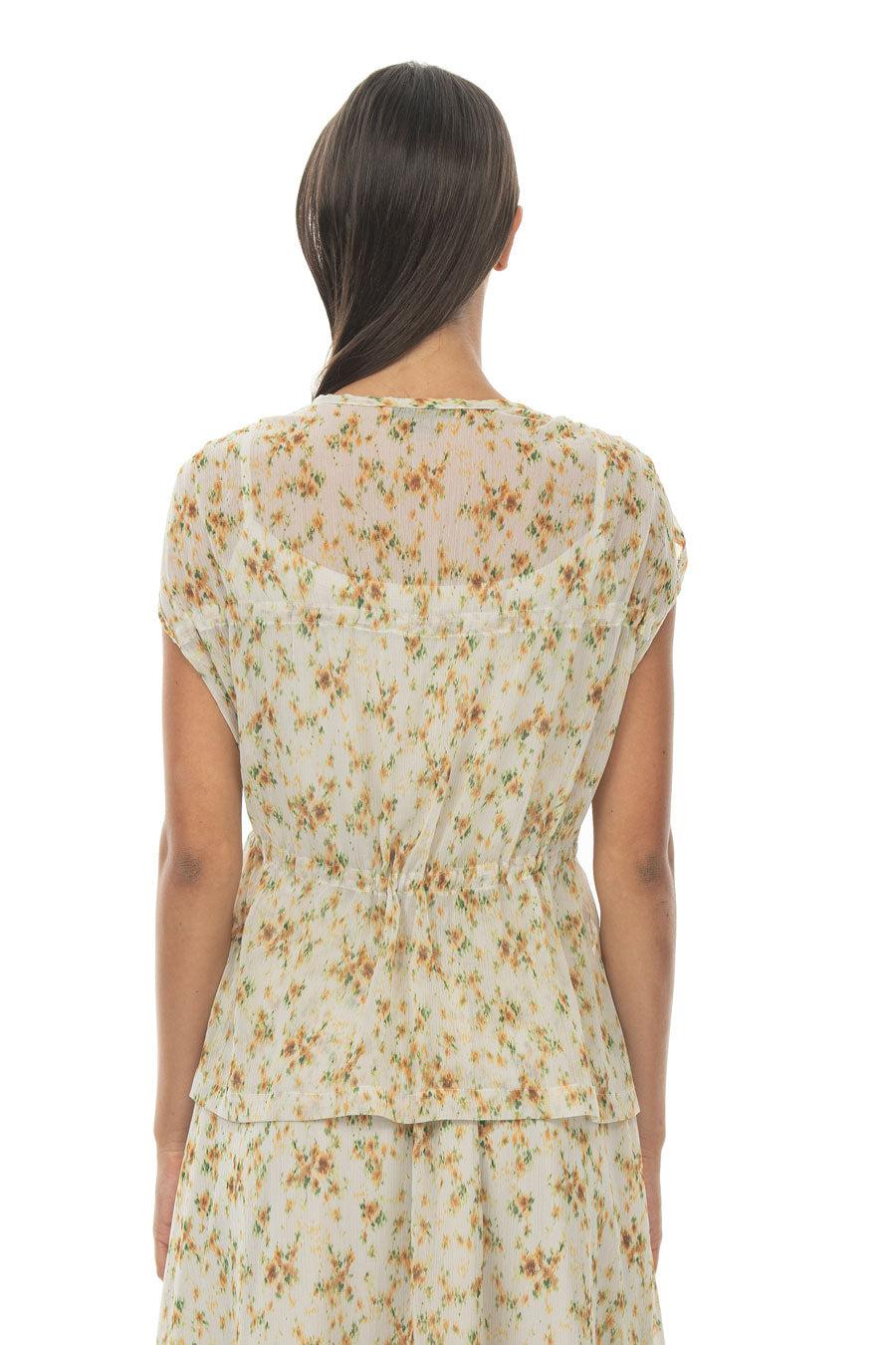 ROSÈ A POIS Riccioli D'Oro Chiffon Top In Vendita
