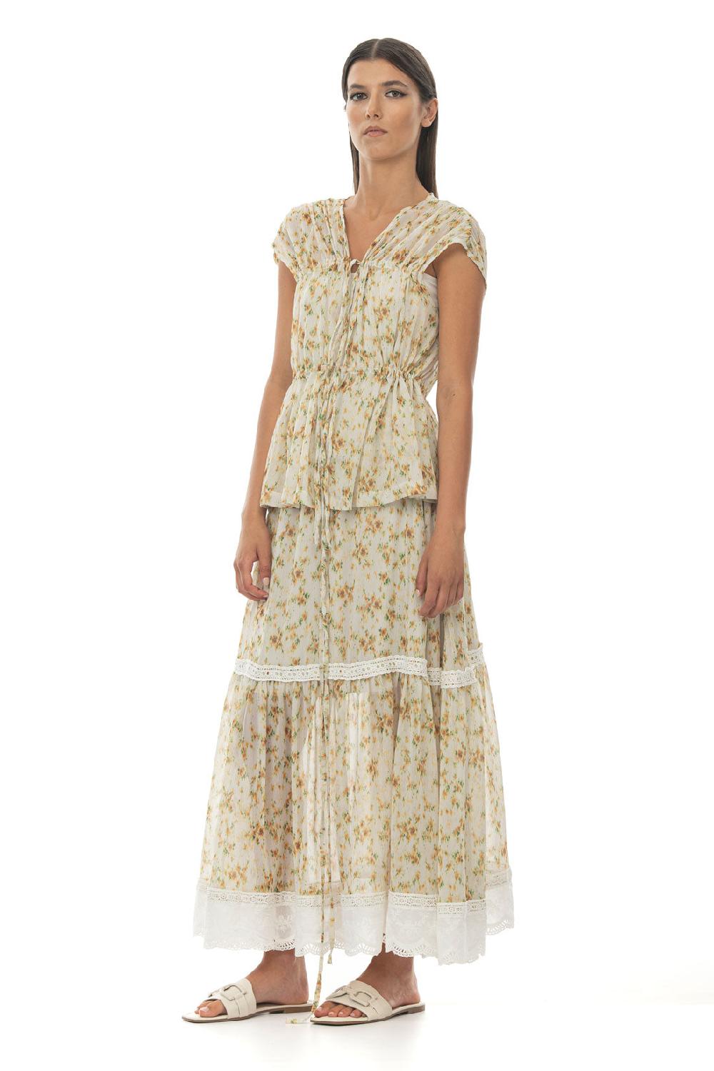 ROSÈ A POIS Riccioli D'Oro Chiffon Top In Vendita