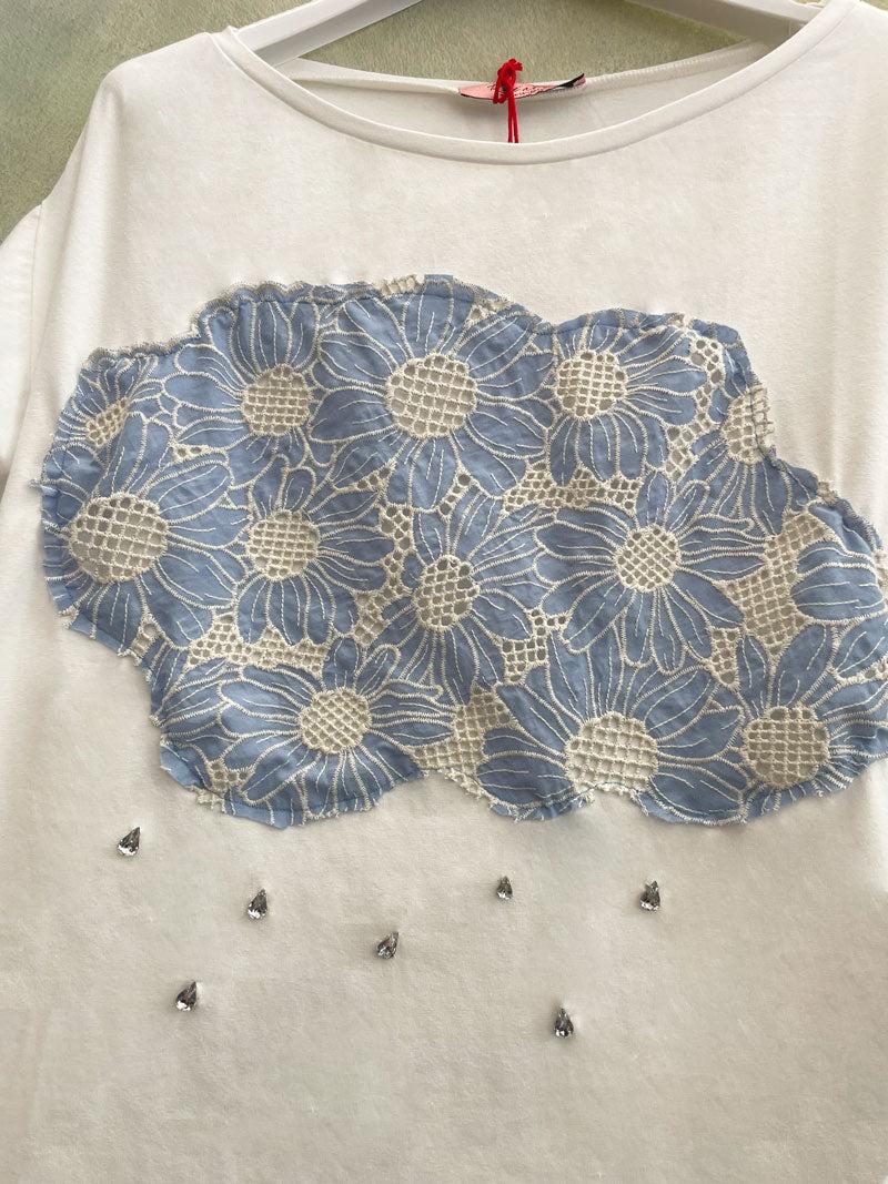 ROSÈ A POIS Nuvoletta T-shirt Vendita Economica