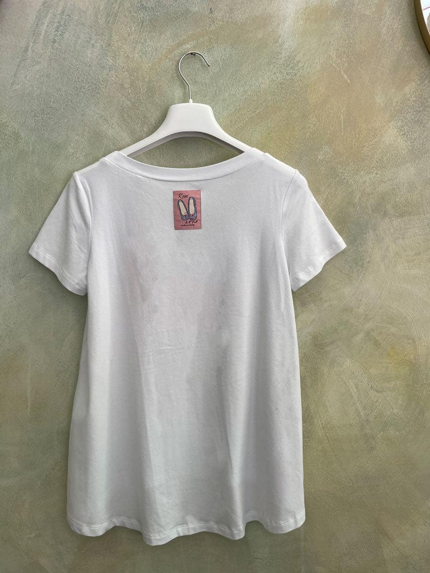 ROSÈ A POIS Dama T-shirt Nuova