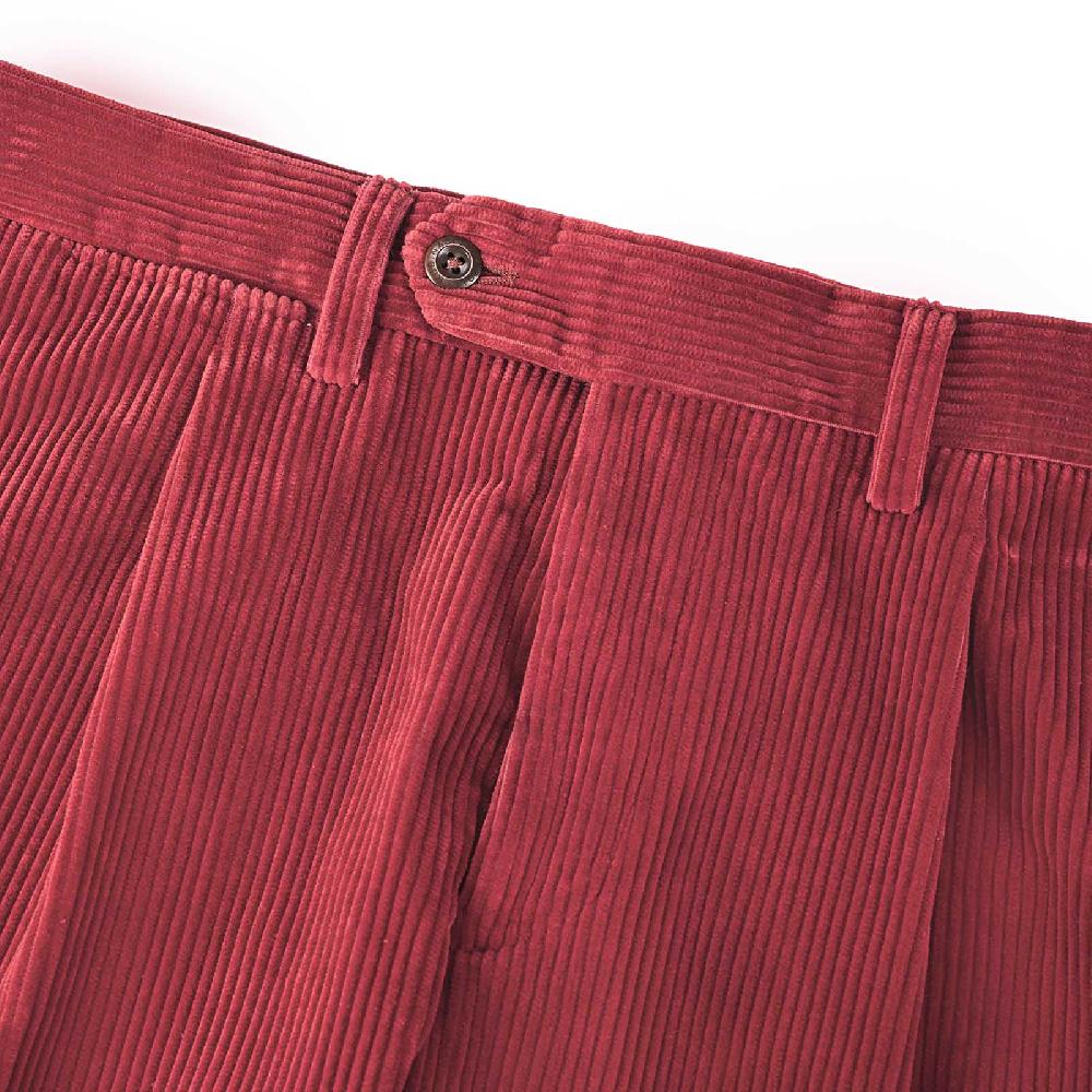 Rubinacci Vintage archive pantalone velluto a coste con pinces ciliegia Nuovo
