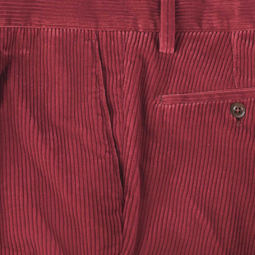 Rubinacci Vintage archive pantalone velluto a coste con pinces ciliegia Nuovo