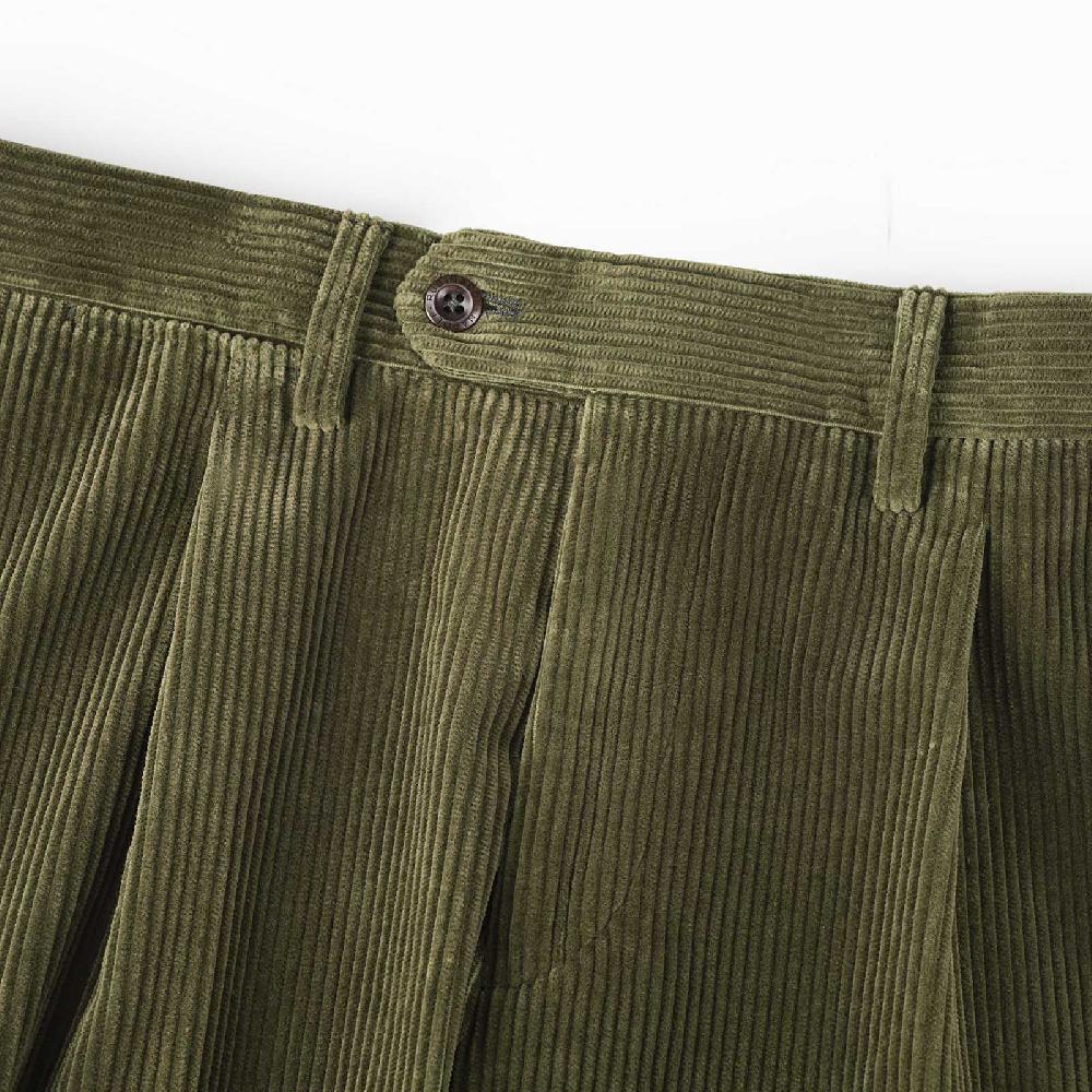 Rubinacci Vintage archive pantalone velluto a coste con pinces verde Spedizione Gratuita