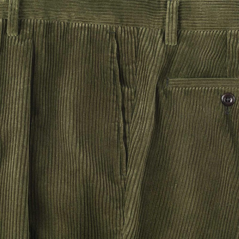 Rubinacci Vintage archive pantalone velluto a coste con pinces verde Spedizione Gratuita