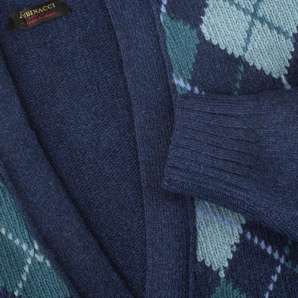 Rubinacci Vintage archive cardigan a rombi in lana blu Acquista Ora