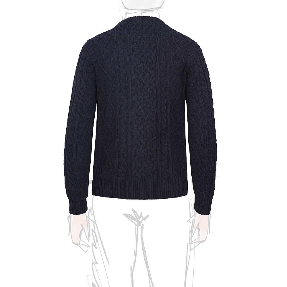 Rubinacci Vintage archive girocollo con trecce in lana blu Promozione Limitata