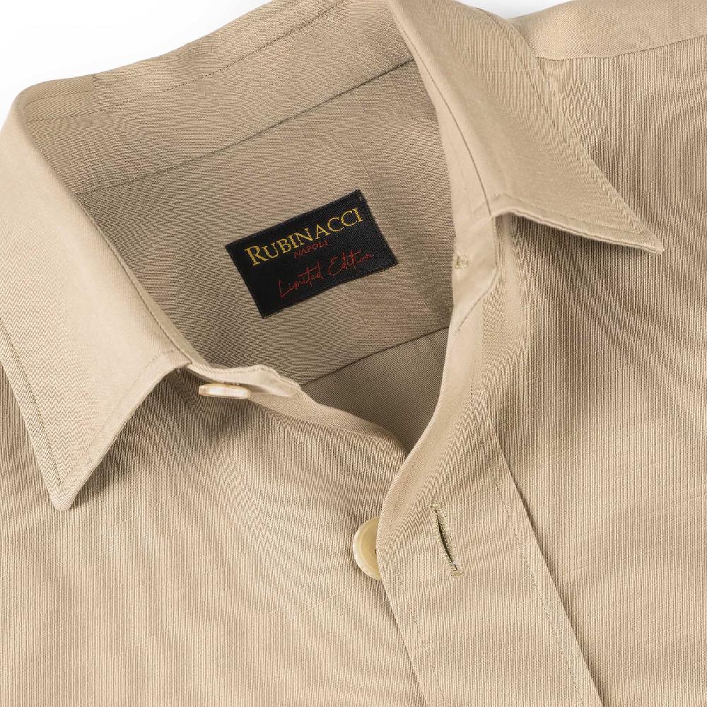 Rubinacci Serie Limitata overshirt in cotone e lino biscotto Prezzo Ridotto