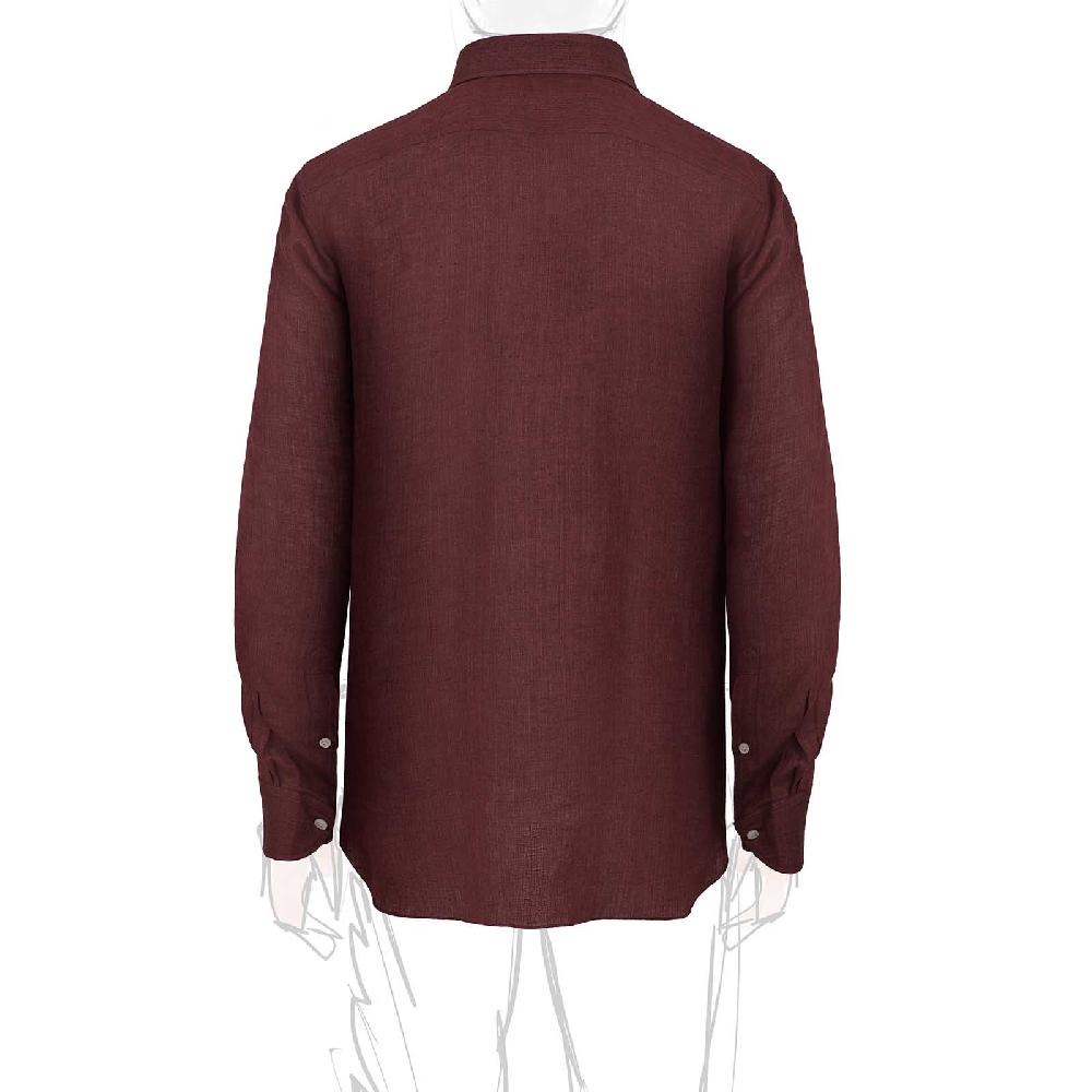 Rubinacci Vintage archive camicia in lino bordeaux Novità