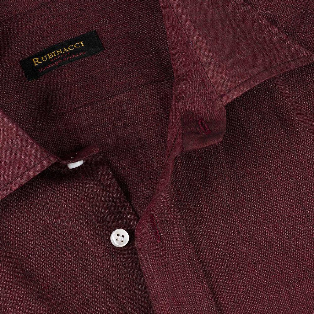 Rubinacci Vintage archive camicia in lino bordeaux Novità