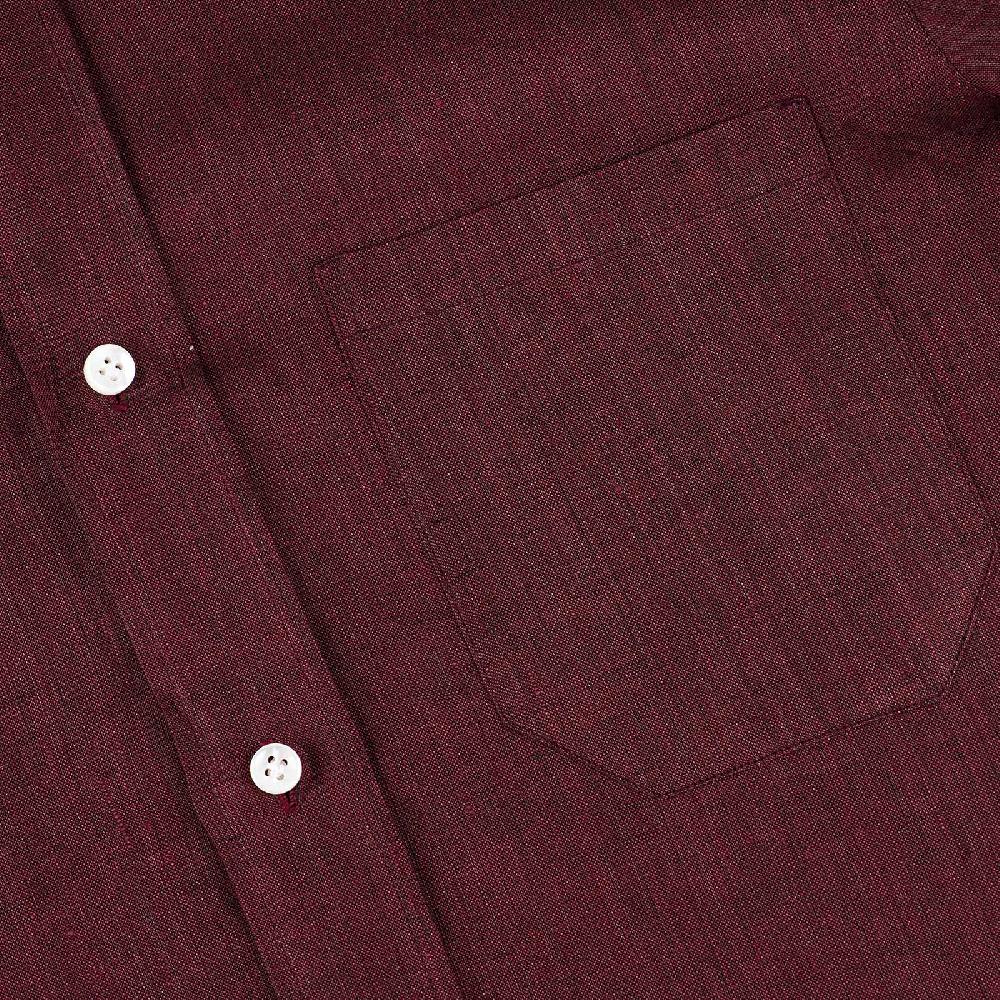 Rubinacci Vintage archive camicia in lino bordeaux Novità