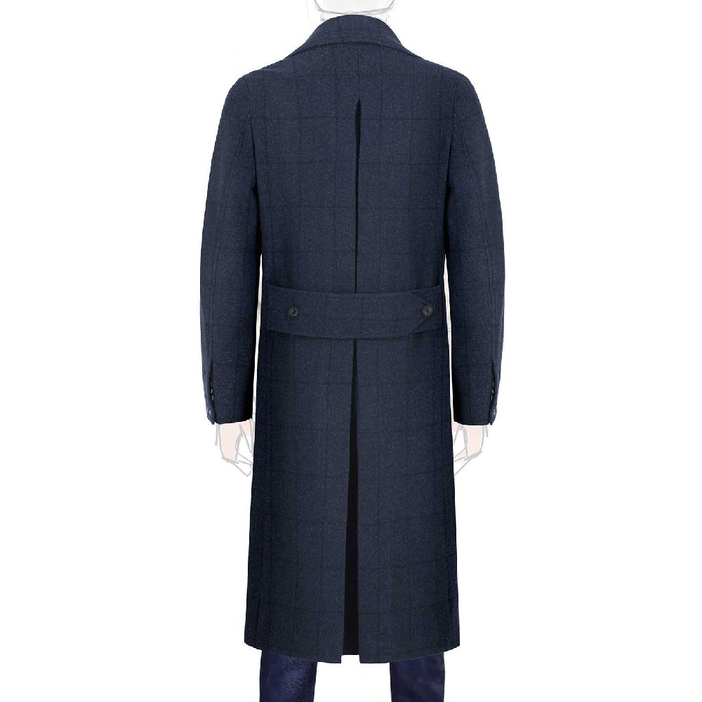 Rubinacci Vintage archive cappotto Ulster in lana a quadri blu In Linea