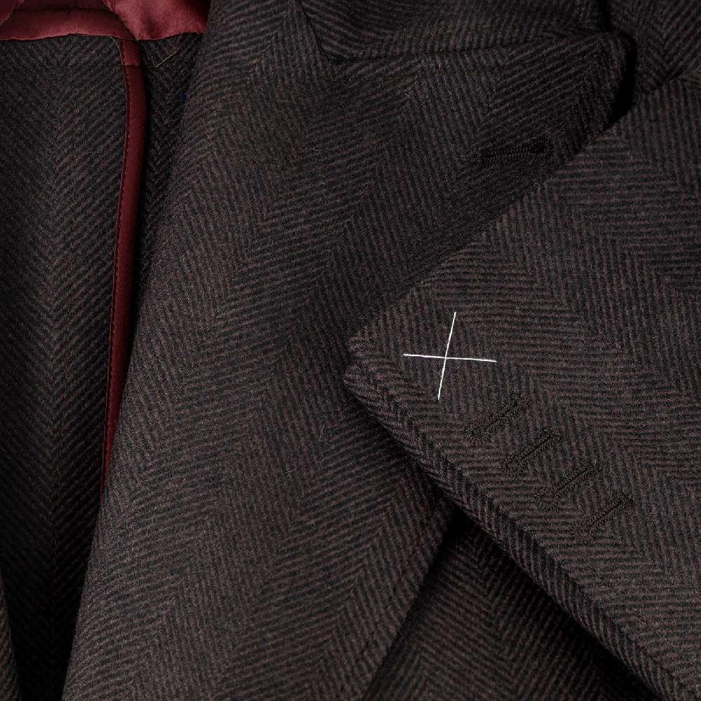 Rubinacci Vintage archive cappotto Ulster in lana spigato marrone Nuovo