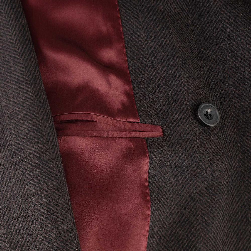 Rubinacci Vintage archive cappotto Ulster in lana spigato marrone Nuovo