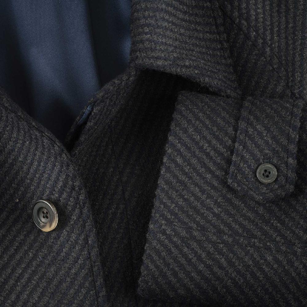 Rubinacci Vintage archive cappotto raglan in diagonale di lana skyfall blu Vendita