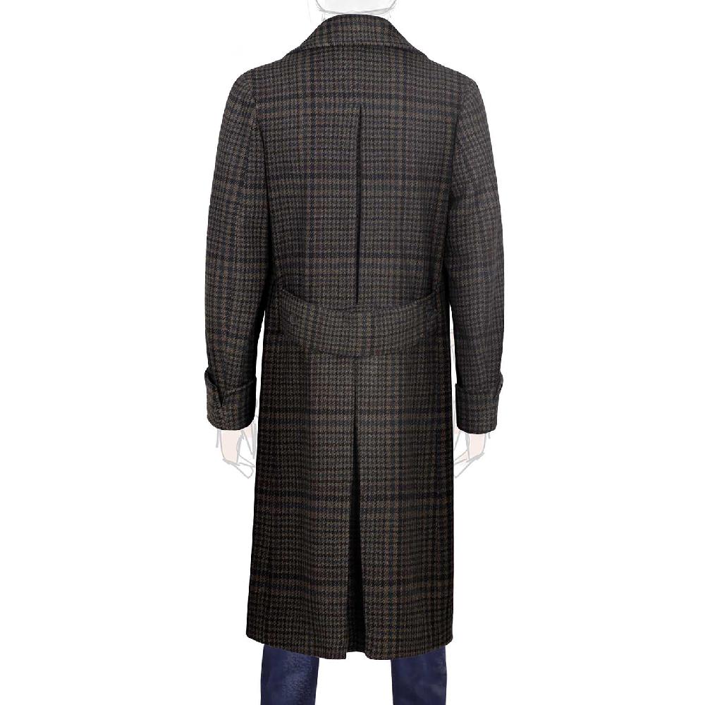 Rubinacci Vintage archive cappotto Ulster in lana e cashmere a quadri marrone Spedizione Gratuita