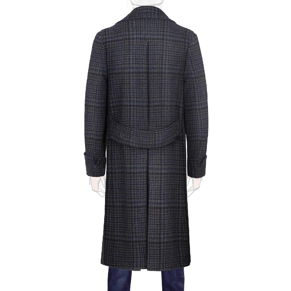 Rubinacci Vintage archive cappotto Ulster in lana e cashmere a quadri blu Pezzi Unici