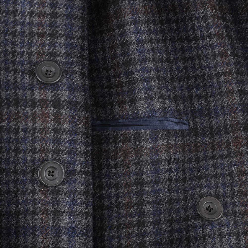 Rubinacci Vintage archive cappotto Ulster in lana e cashmere a quadri blu Pezzi Unici