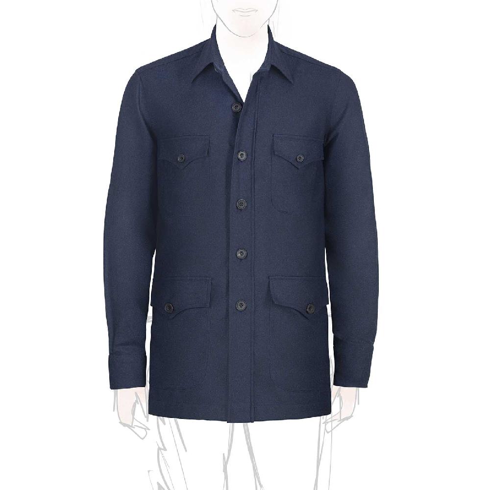 Rubinacci Sahariana in lana blu