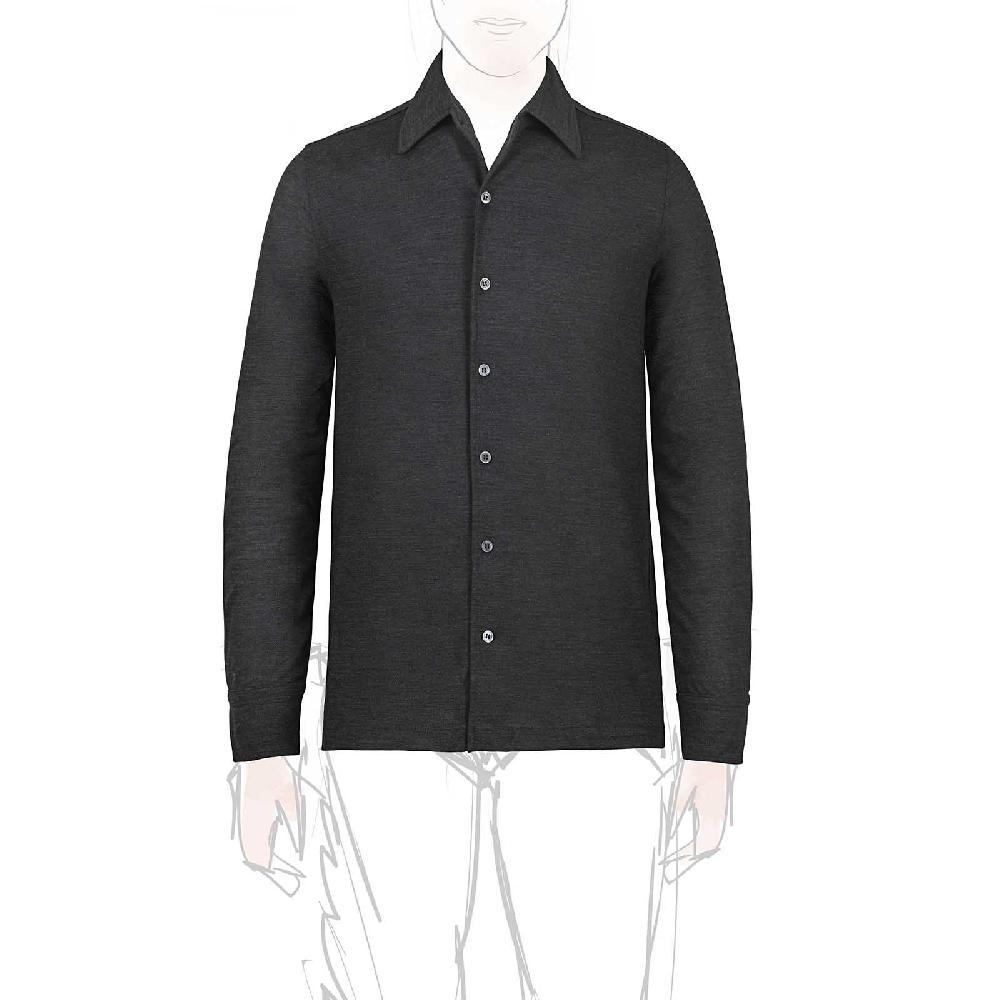 Rubinacci Camicia in piquet di lana grigio