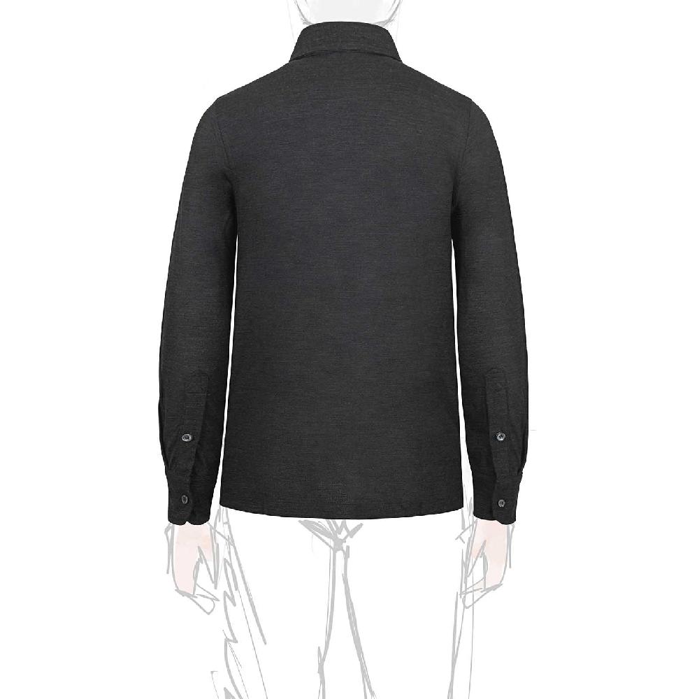 Rubinacci Camicia in piquet di lana grigio Promozione