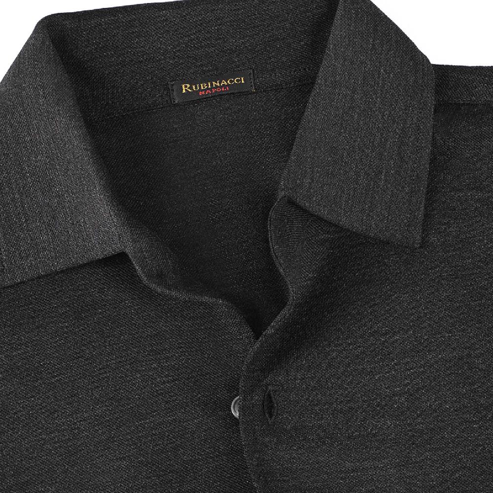 Rubinacci Camicia in piquet di lana grigio Promozione