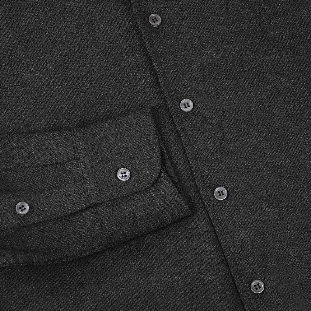Rubinacci Camicia in piquet di lana grigio Promozione