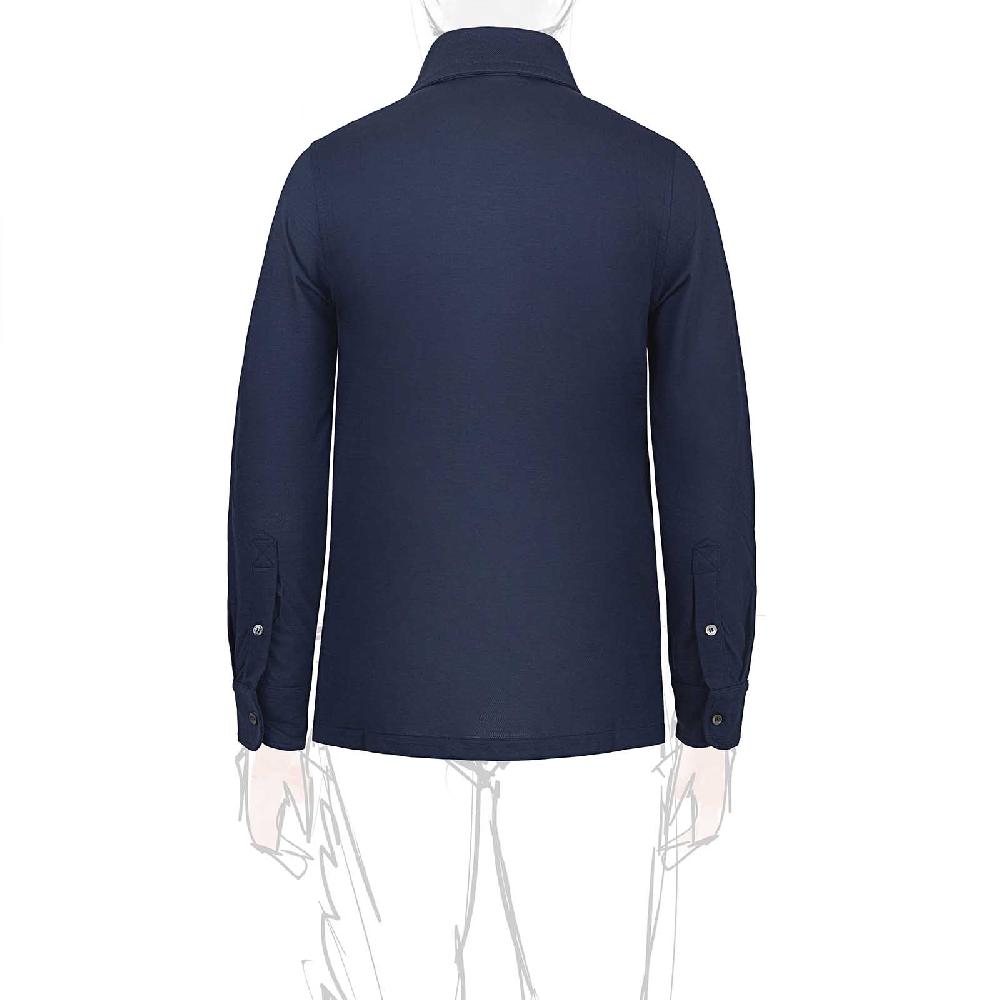 Rubinacci Camicia in piquet di lana blu Spedizione Gratuita