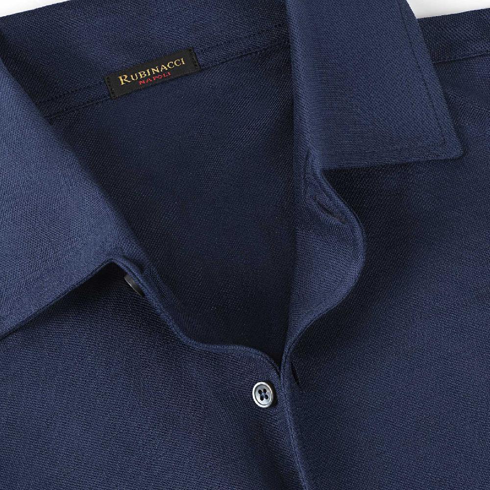Rubinacci Camicia in piquet di lana blu Spedizione Gratuita