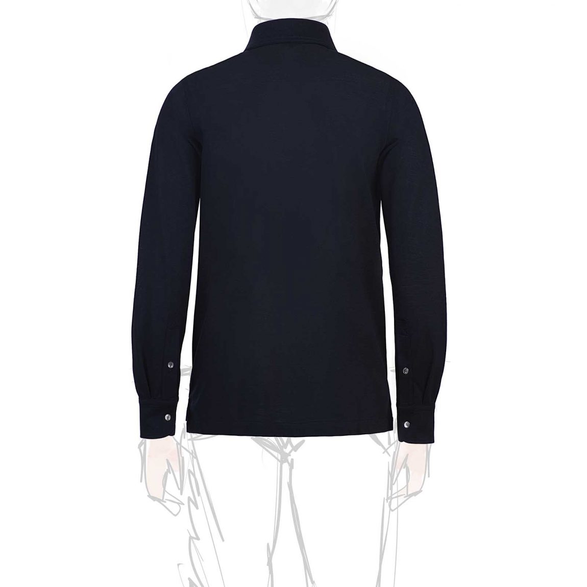 Rubinacci Camicia in piquet di lana blu navy Qualità Garantita