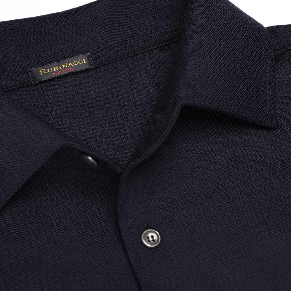 Rubinacci Camicia in piquet di lana blu navy Qualità Garantita