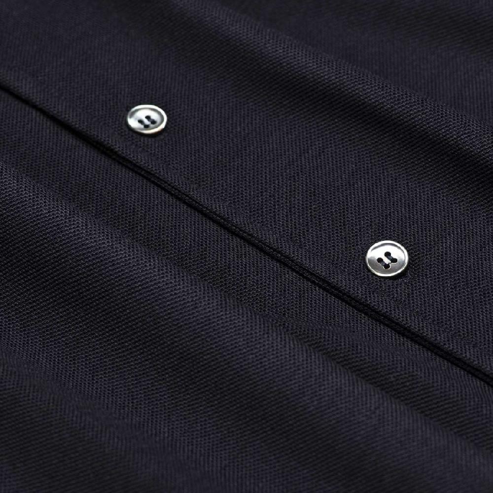 Rubinacci Camicia in piquet di lana blu navy Qualità Garantita
