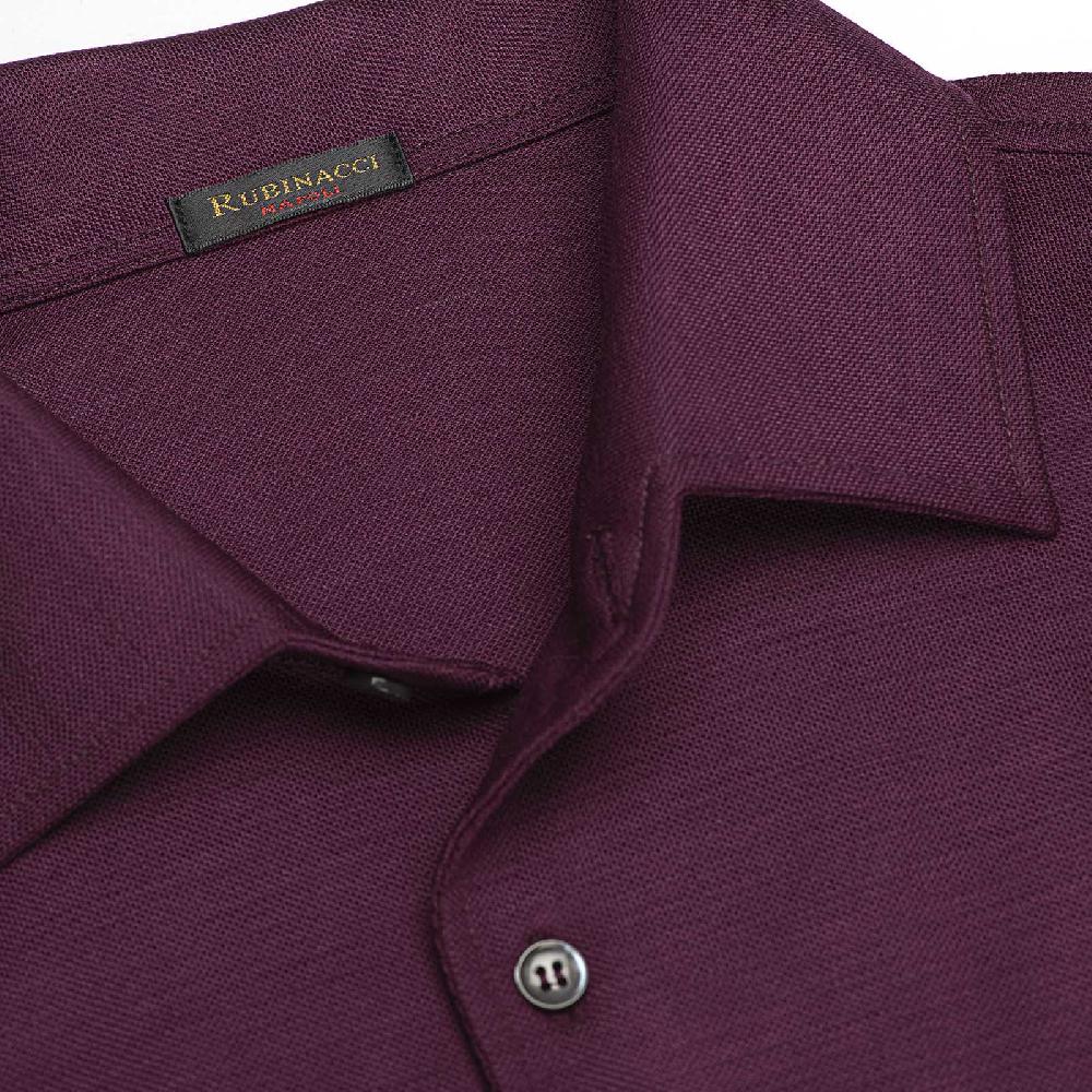 Rubinacci Camicia in piquet di lana bordeaux Negozi Online