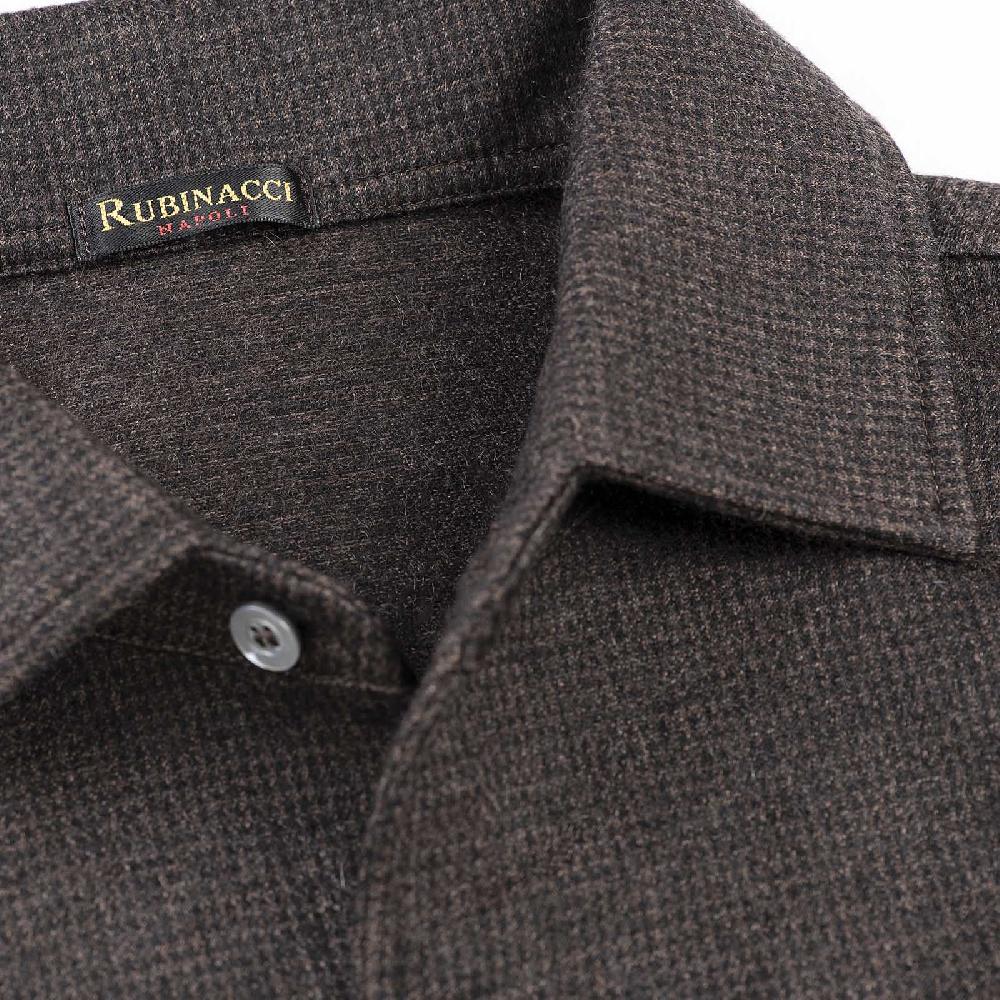 Rubinacci Camicia in cashmere a quadretti marrone e nero Acquista Ora