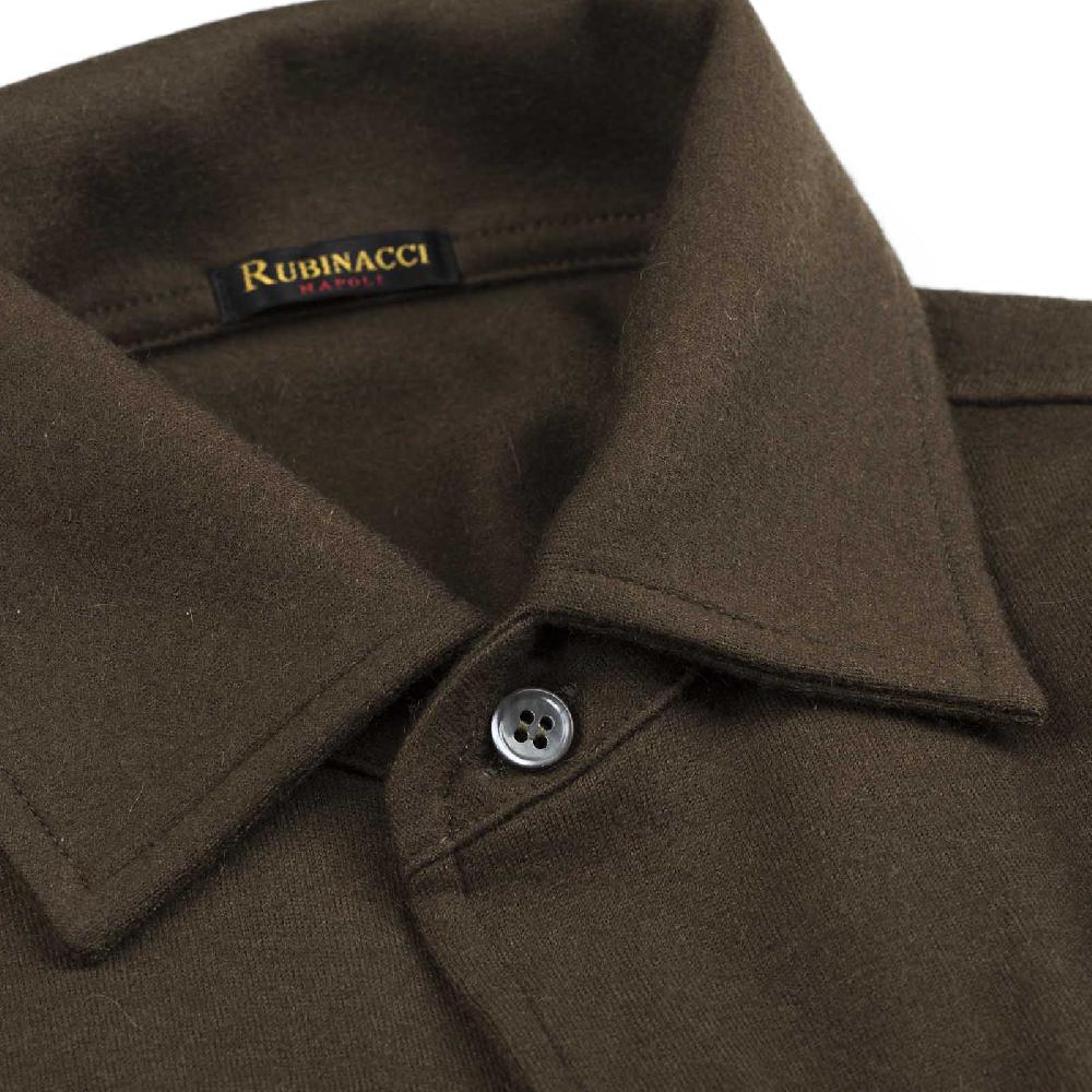 Rubinacci Camicia in cashmere verde militare Consegna Veloce
