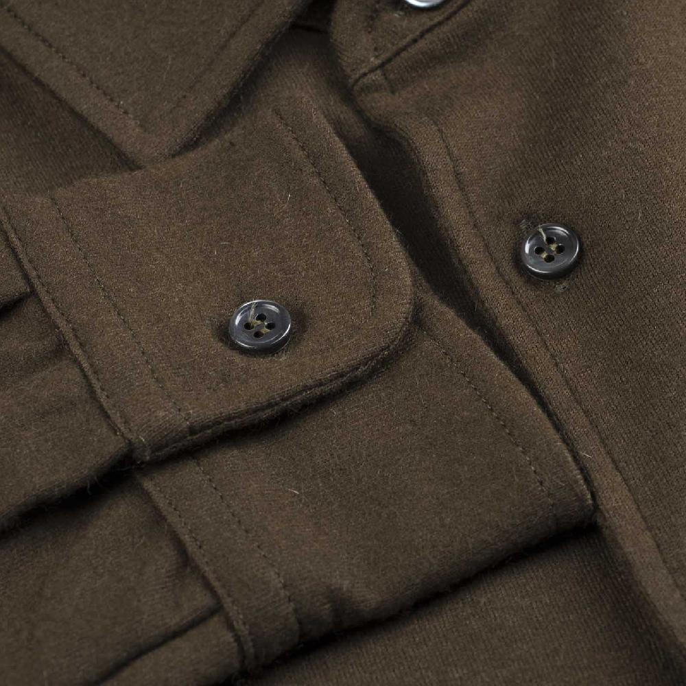 Rubinacci Camicia in cashmere verde militare Consegna Veloce