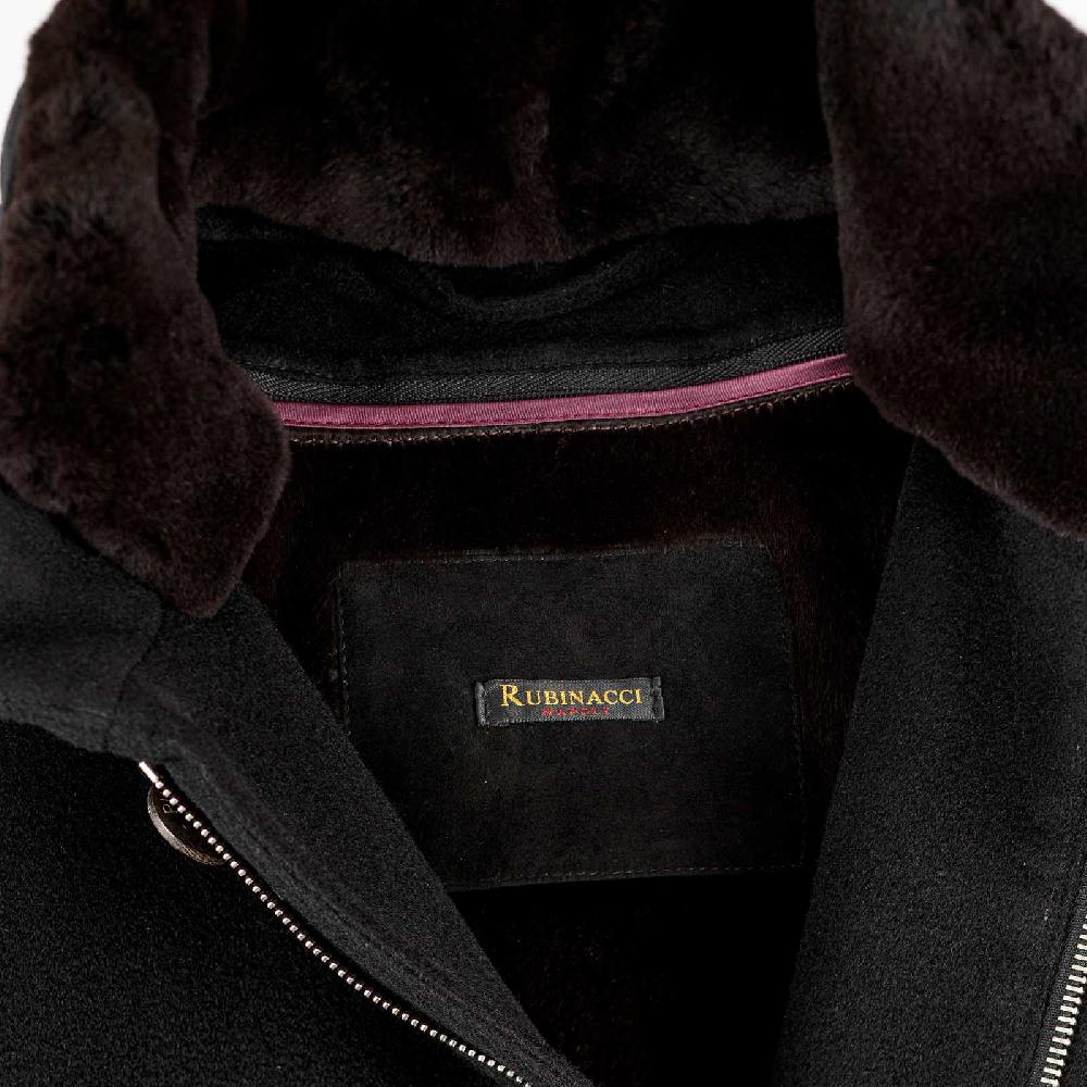Rubinacci Giaccone lana e cashmere con pelliccia nero Fino Al -60%