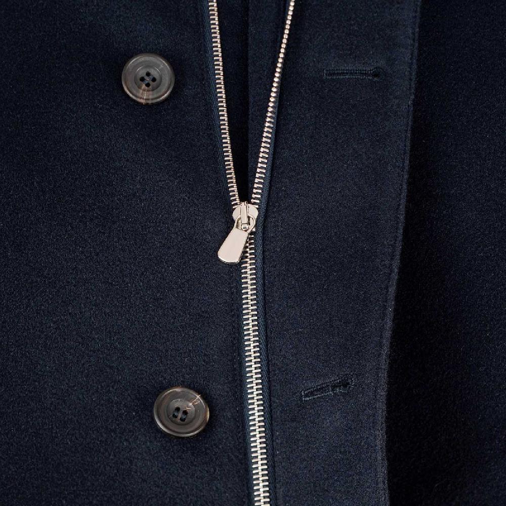 Rubinacci Giaccone lana e cashmere blu con pelliccia Shopping Online