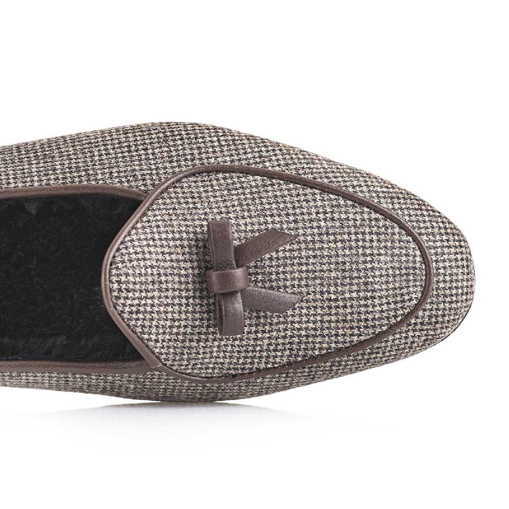Rubinacci Pantofola donna pied de poule marrone Saldi