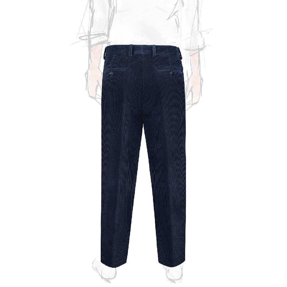Rubinacci Pantalone 2 pinces in velluto a coste blu Vendite Flash