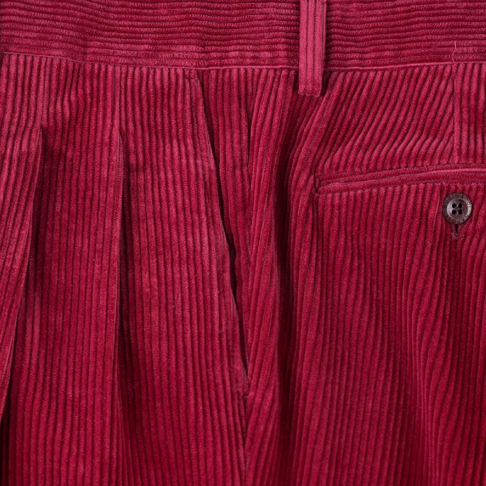 Rubinacci Pantalone 2 pinces in velluto a coste ciliegia Negozio
