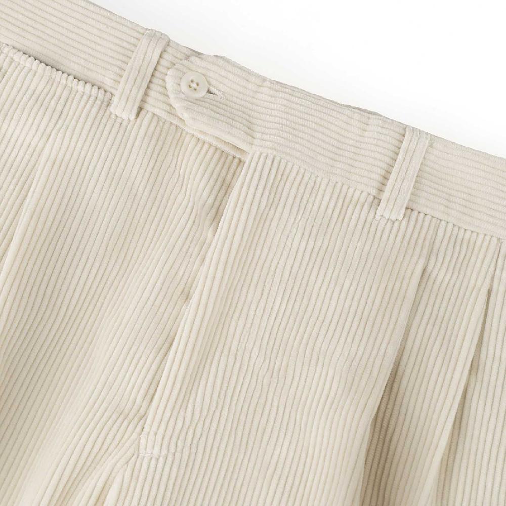 Rubinacci Pantalone 2 pinces in velluto a coste latte In Saldo
