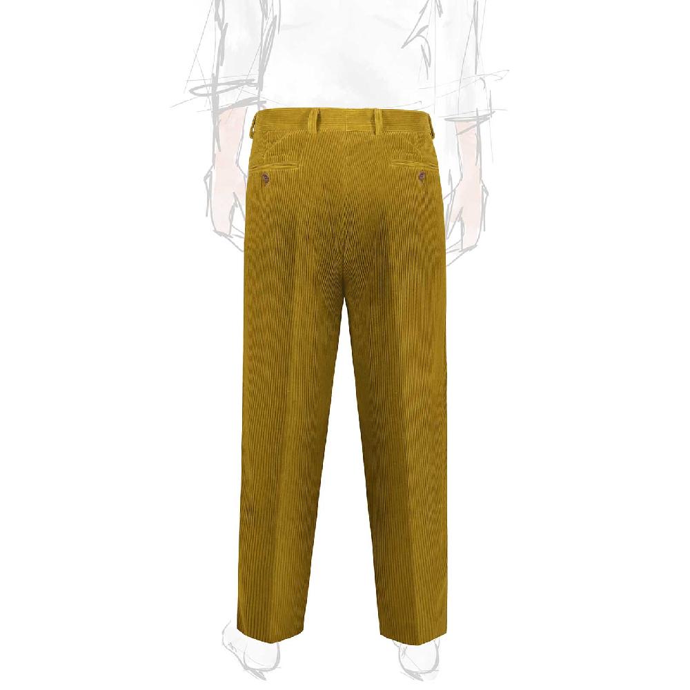 Rubinacci Pantalone 2 pinces in velluto a coste ocra Moda