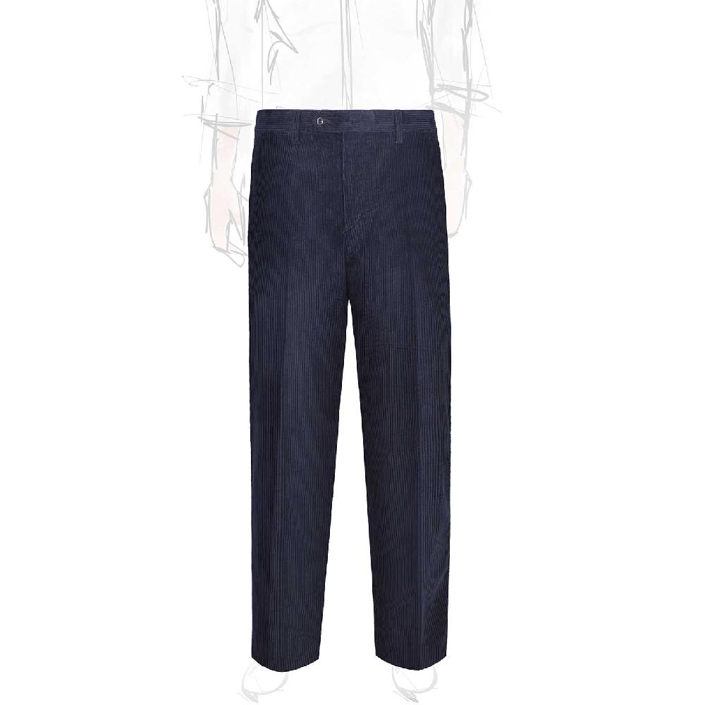 Rubinacci Pantalone in velluto a coste blu notte